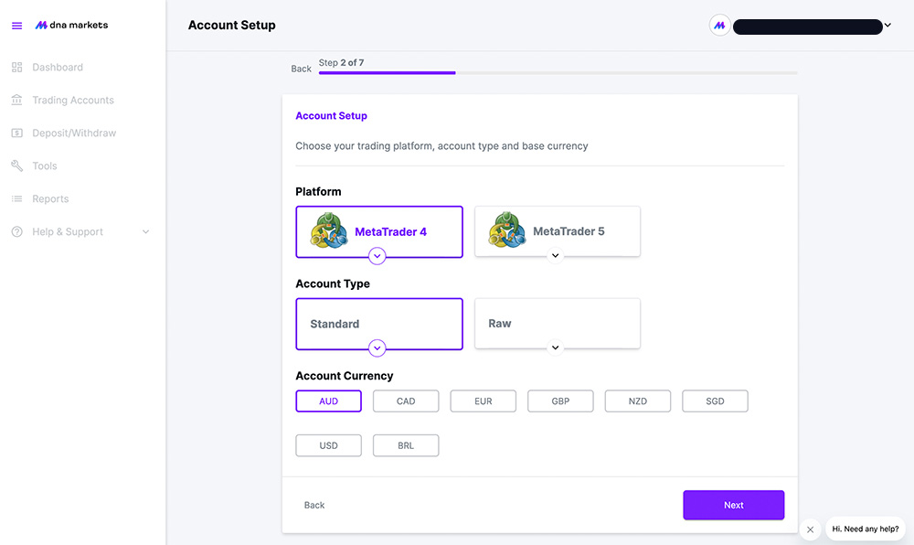 DNA Markets Account Opening