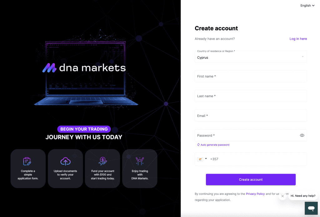 How to Open Account DNA Markets